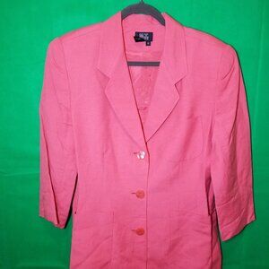 Morgan Taylor Studio Jacket Womens 16 Coral Linen Blend Button Lined Blazer